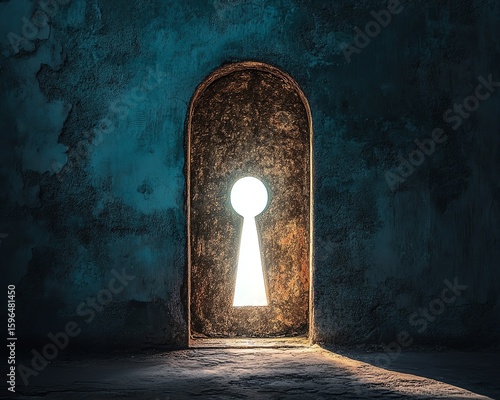 hope symbolized by white light through keyhole