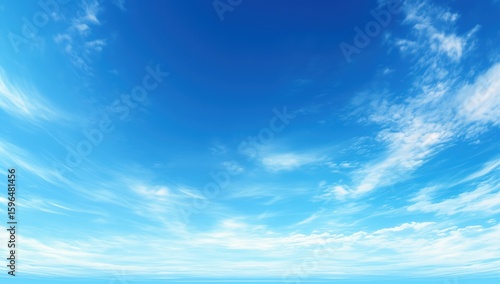 Clear Blue Sky with Wispy Clouds - Perfect for Nature and Landscape Projects
