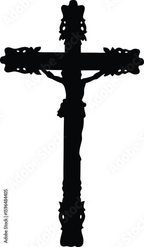 Silhouette of a Crucifix Depicting Christ For Religious and Spiritual Concepts