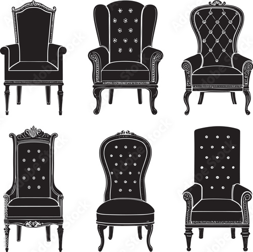 Chair Silhouette Vector ,Black Furniture Shape for Home Decor, Logo, and Interior Design Projects