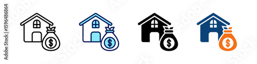Home Equity All In One Icon Multi Styles Vector Set