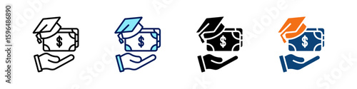 Scholarship All In One Icon Multi Styles Vector Set