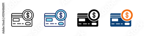 Prepaid All In One Icon Multi Styles Vector Set