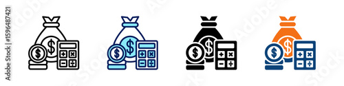 Budget All In One Icon Multi Styles Vector Set