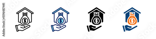 Mortgage All In One Icon Multi Styles Vector Set