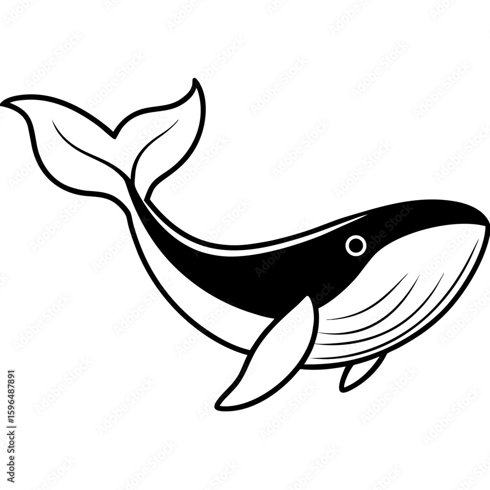 Fototapeta premium Whale fish vector illustration perfect for posters, icon, t-shirts, cards, wall art prints and ai design.