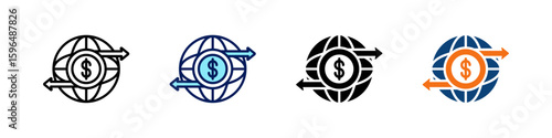 International Transfer All In One Icon Multi Styles Vector Set