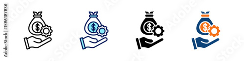 Financial Service All In One Icon Multi Styles Vector Set