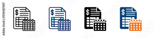 Fiscal Year All In One Icon Multi Styles Vector Set