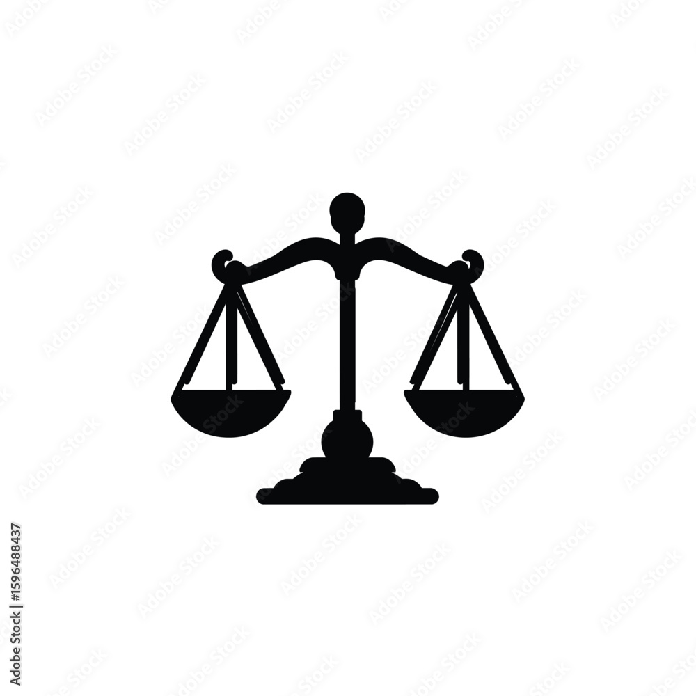 Black silhouette of the scales of justice Black silhouette of the scales of justice