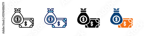 Budget All In One Icon Multi Styles Vector Set