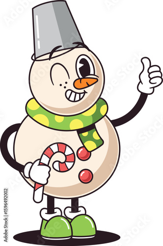 Christmas snowman gesturing thumbsup vector illustration