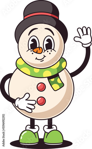 Christmas snowman gesturing hello vector illustration