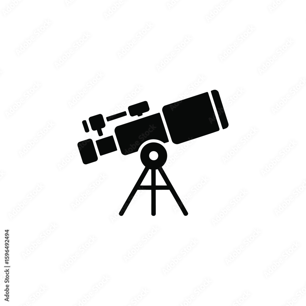 Obraz premium Silhouette of a refracting telescope on a tripod