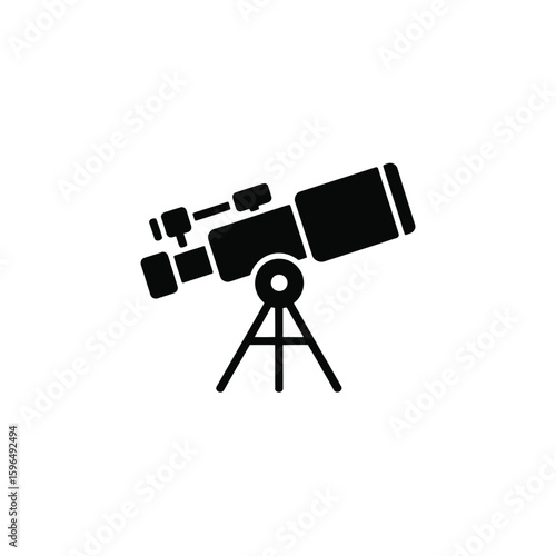 Silhouette of a refracting telescope on a tripod