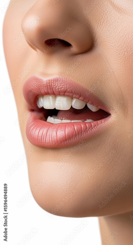 Fototapeta premium Close-Up of a Woman's Open Mouth, Showing Teeth and Lips
