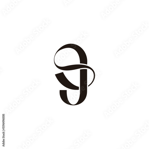letter sj continue ribbon unique abstract logo vector