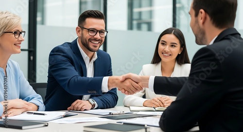 Successful Business Handshake - Partnership Agreement - Corporate Deal and Meeting