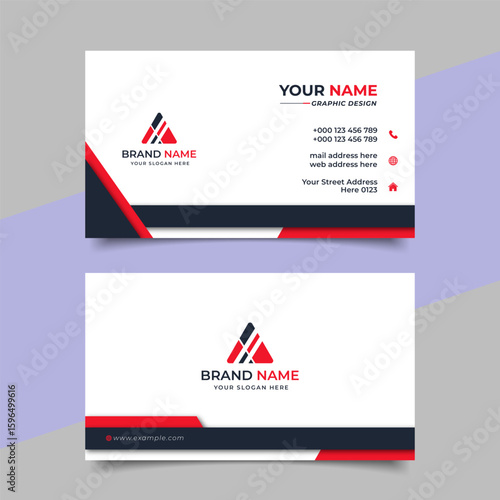 Creative modern red business card design  name card corporate visiting card and simple clean template vector design