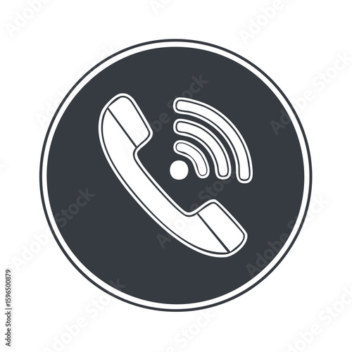 Phone Handset and Signal Icon Symbol Communication Contact Connection Hotline Service