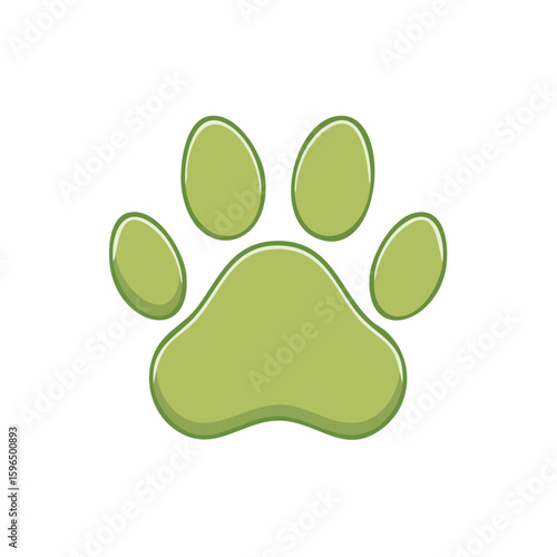 Whimsical light green animal paw print illustration for pet adoption or veterinary design