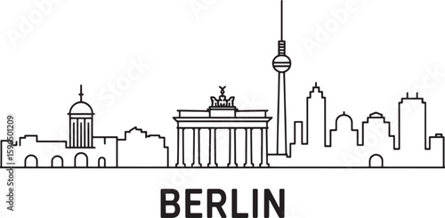 Berlin Skyline Silhouette: Detailed Cityscape Vector Illustration for Travel and Architectural Designs
