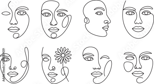 Continuous Line Face Art: Minimalist Portrait Collection for Modern Aesthetic and Abstract Human Expression
