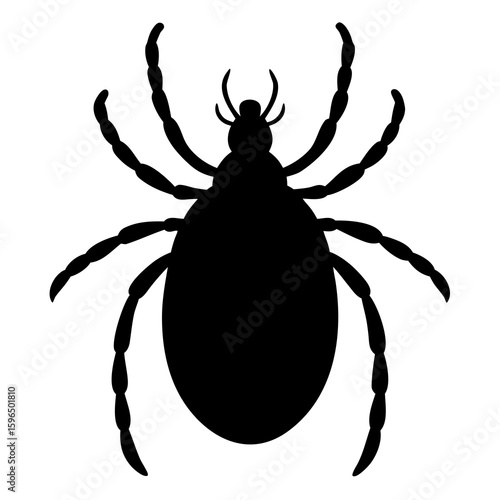 Black silhouette of a tick parasitic arachnid vector illustration