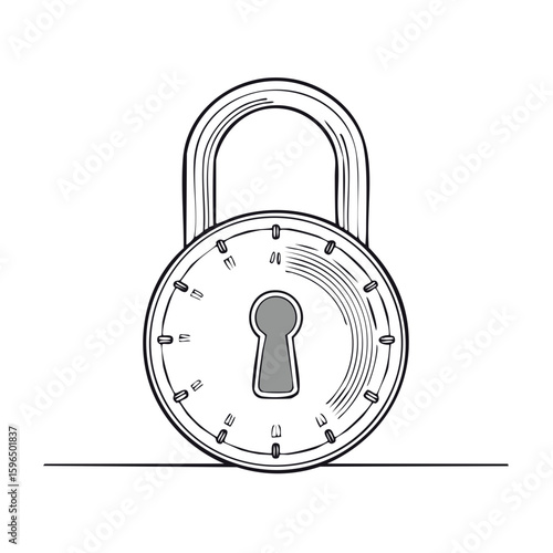 Illustrative security lock with numeric display symbolizing protection and access control in a minimal line art style