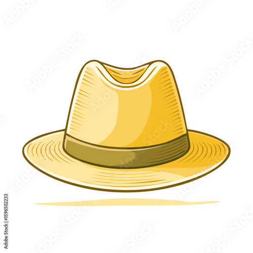 Stylish Sun-Blocking Fedora Hat with Distinctive Band Illustration for Summer or Casual Fashion