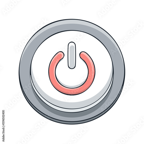 Circular Power Symbol Illustration with Button Design to Activate Electrical Device