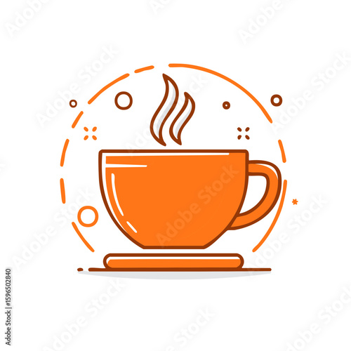 Vaporous Delight Simple Orange Mug with Hot Drink and Decorative Details for Your Cozy Moments and Morning Refreshments