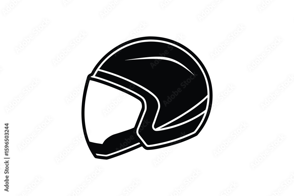Motorcycle Helmet Icon in Black and White Simple Style Protective Gear Safety Equipment Silhouette Motorcycle Helmet Icon in Black and White Simple Style Protective Gear Safety Equipment Silhouette