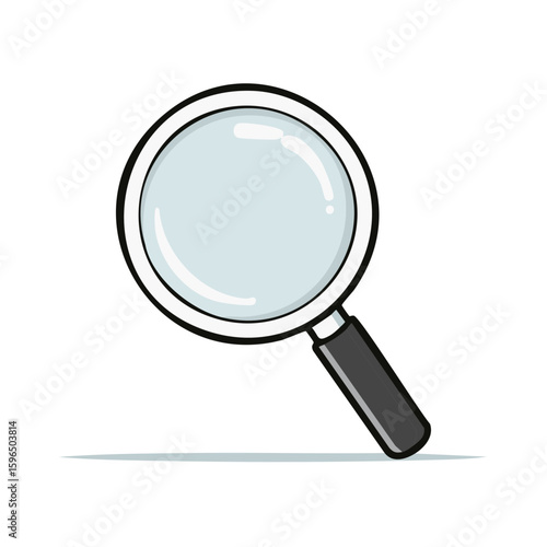Illustration of a classic magnifying glass with a black handle used for exploring details and searching thoroughly