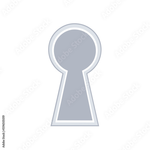 Keyhole symbol in grey color. Security concept illustration. Abstract key hole shape icon. Access granted or restricted symbol.