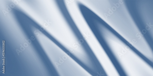 Abstract blue white luxury fabric wave background with copy space. Smooth liquid wave. Elegant shiny silk satin texture. Suit for wallpaper, cover, header, desktop, web, flyer. Vector illustration