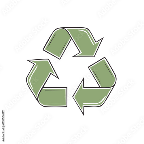 Green Recycle Sign Symbol in a Continuous Loop with Arrows Indicating Environmental Sustainability
