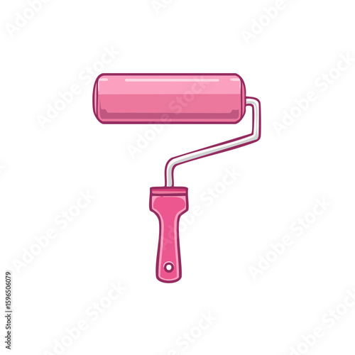Pink paint roller illustration for wall painting and home improvement