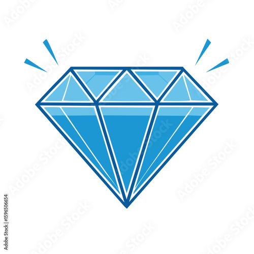 Shiny Blue Diamond with Geometric Facets and Sparkle for Jewelry Design