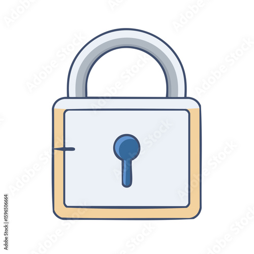 Stylized padlock vector illustration; security and safety with a cartoon design, simple lock and keyhole