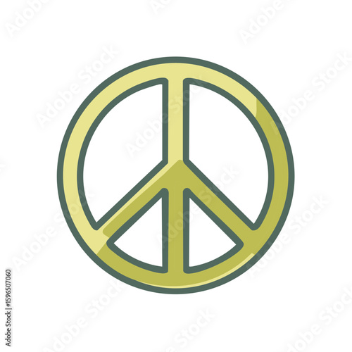 Peace symbol illustration emblem for anti war freedom movement and hippie culture