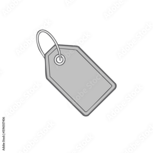Gray hanging price tag with metal loop for sales retail or business icon