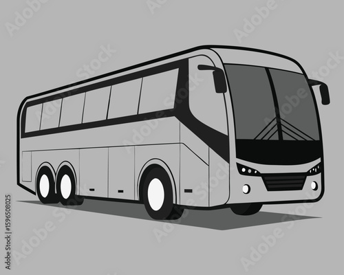 Vector illustration of a modern coach bus traveling, transportation, and tourism concept design.