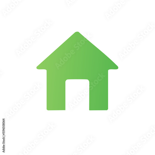 Green House Icon Illustration Symbolizing Home Ownership and Real Estate