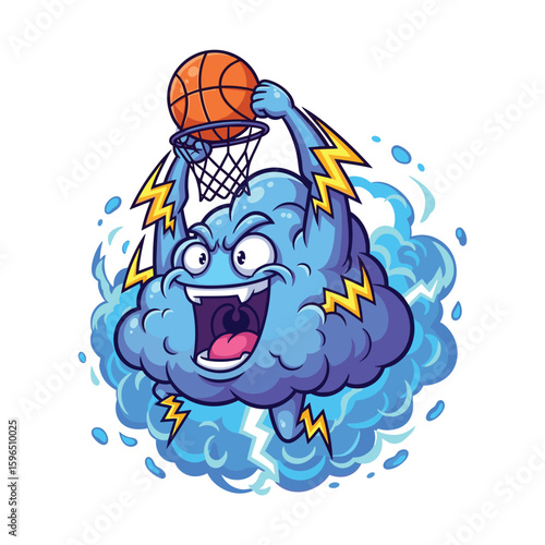 Cartoon Cloud with Lightning