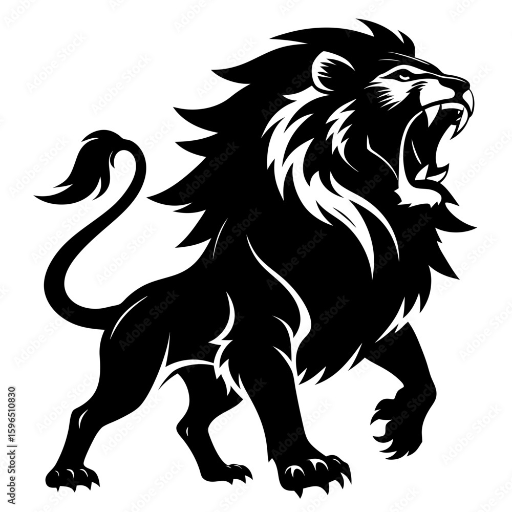 Fototapeta premium Black Lion Roar Artwork