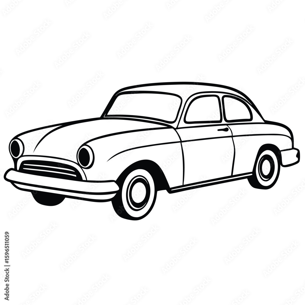 Fototapeta premium vintage car outline on white