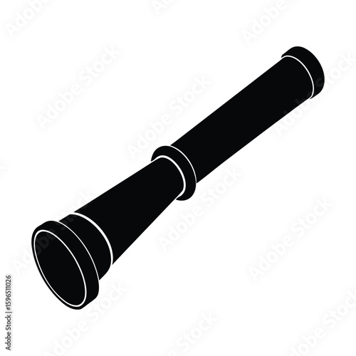 Black silhouette of a telescope on a white background