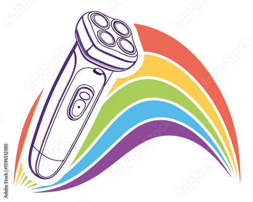 A modern epilator with colorful rainbow arches Vector illustration against white background. epilator, beauty, hair removal, device, body care.