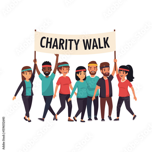 Cartoon Charity Walk Group